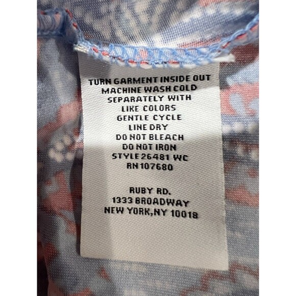 Ruby Rd Womens Asymmetrical Puff Paisley Midi Dress in Red & Blue Large - Picture 7 of 7